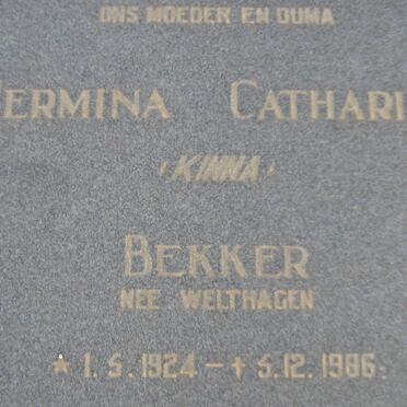 BEKKER Hermina Catharina nee WELTHAGEN 1924-1986
