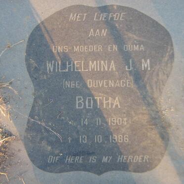 BOTHA Wilhelmina J.M. nee DUVENAGE 1904-1986