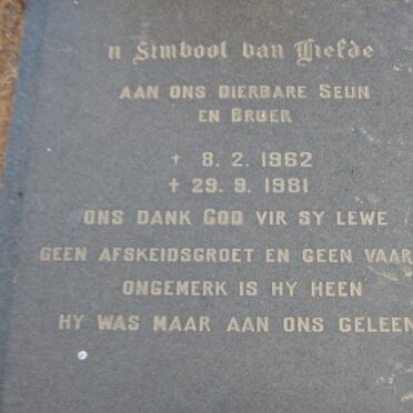 BADENHORST Hendrik Johannes 1962-1981