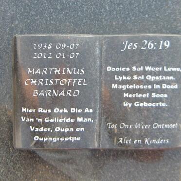 BARNARD Marthinus Christoffel 1938-2012 :: BARNARD Theuns 1962-2014