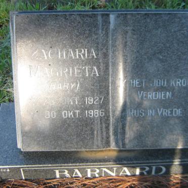 BARNARD Zacharia Margrieta 1927-1986