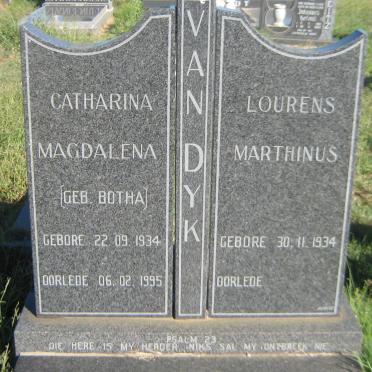 DYK Lourens Marthinus, van 1934 - &amp; Catharina Magdalena BOTHA 1934-1995