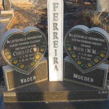 FERREIRA J.C.W. 1922-2004 &amp; M.M. 1929-2013