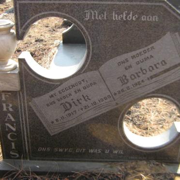 FRANCIS Dirk 1917-1980 &amp; Barbara 1924-