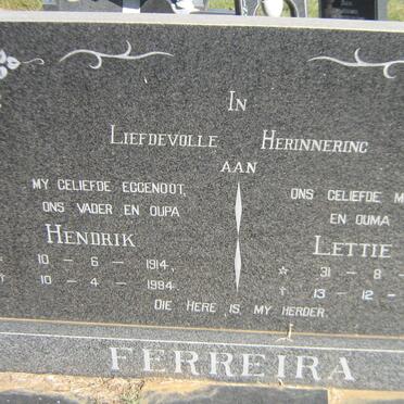 FERREIRA Hendrik 1914-1994 &amp; Lettie 1917-2002