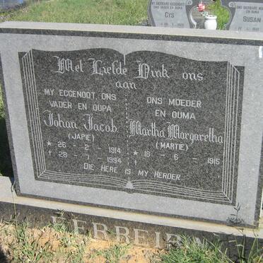 FERREIRA Johan Jacob 1914-1994 &amp; Martha Margaretha 1915-