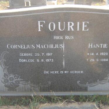 FOURIE Cornelius Machilius 1917-1973 &amp; Hantie 1928-1994