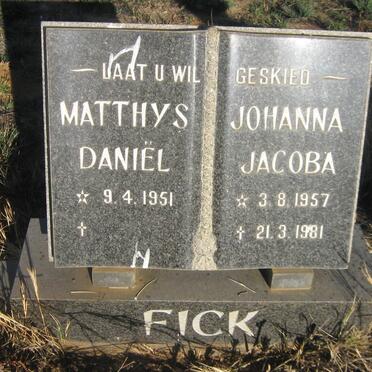 FICK Matthys Daniël 1951- &amp; Johanna Jacoba 1957-1981