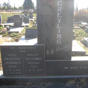 GREYLING Diederick Johannes 1910-1976 &amp; Susanna Sophia 1919-