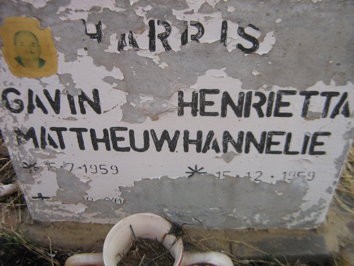 HARRIS Gavin Mattheuw 1959-???0 &amp; Henrietta Hannelie 1959-