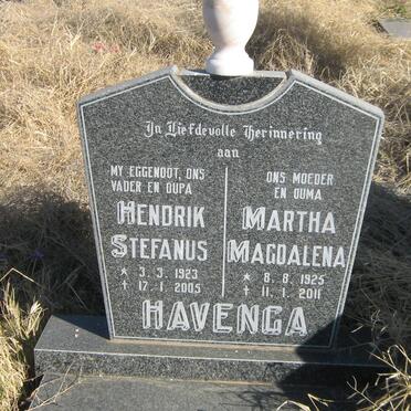 HAVENGA Hendrik Stefanus 1923-2005 &amp; Martha Magdalena 1925-2011