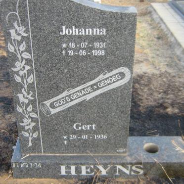 HEYNS Gert 1936- &amp; Johanna 1931-1998