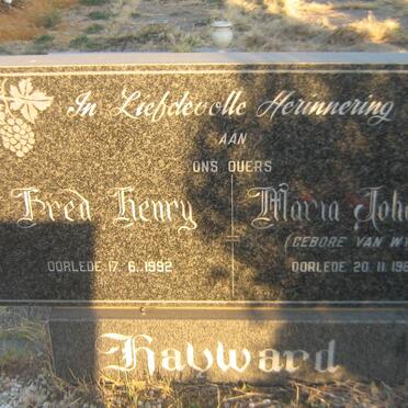 HAYWARD Fred Henry -1992 &amp; Maria Johanna VAN WYK -1986