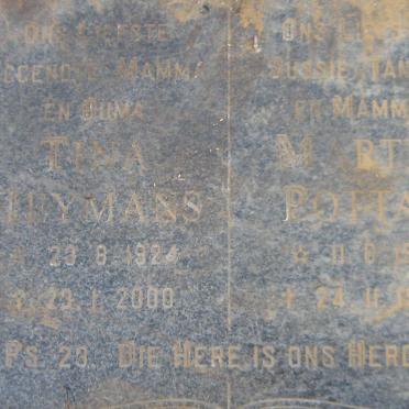 HEYMANS Tina 1924-2000 :: POTTAS Martie 1951-1999