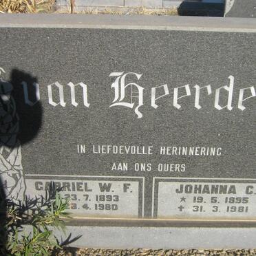 HEERDEN Gabriel W.F., van  1893-1980 &amp; Johanna C. 1895-1981