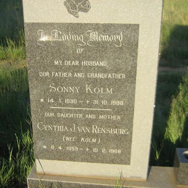 KOLM Sonny 1930-1988 :: RENSBURG Cynthia J., Janse van nee KOLM 1953-1988