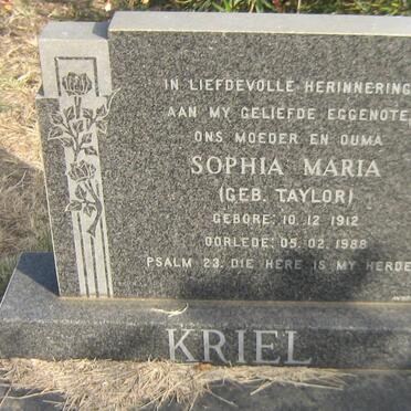 KRIEL Sophia Maria nee TAYLOR 1912-1988