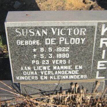 KRIEL Susan Victor nee DE PLOOY 1922-1980