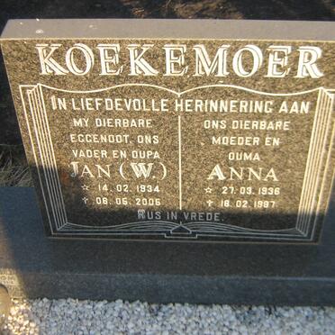 KOEKEMOER W. 1934-2005 &amp; Anna 1936-1987