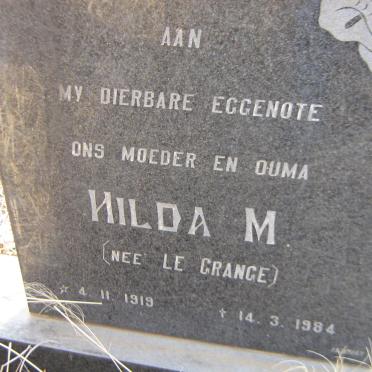 KLOPPERS Thomas I. 1920- &amp; Hilda M. LE GRANGE 1919-1984 