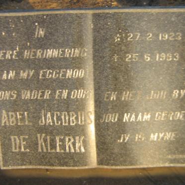 KLERK Abel Jacobus, de 1923-1993