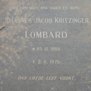 LOMBARD Johannes Jacob Kritzinger 1905-1975