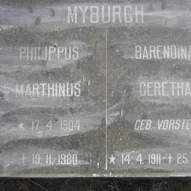 MYBURGH Philippus Marthinus 1904-1980 &amp; Barendina Ceretha VORSTER 1911-1972