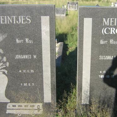 MEINTJES Johannes W. 1935-1971 &amp; Susanna E. CRONJE 1938-2011