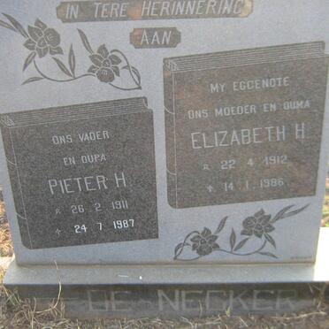 NECKER Pieter H., de 1911-1987 &amp; Elizabeth H. 1912-1986