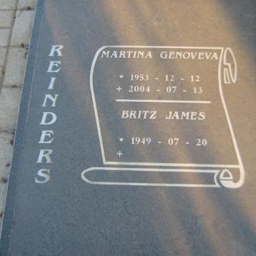 REINDERS Britz James 1949- &amp; Martina Genoveva 1953-2004
