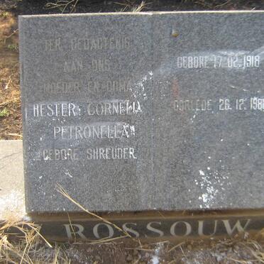 ROSSOUW Hester Cornelia Petronella nee SHREUDER 1918-1988