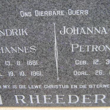 RHEEDER Hendrik Johannes 1881-1961 &amp; Johanna Helena Petronella 1892-1970