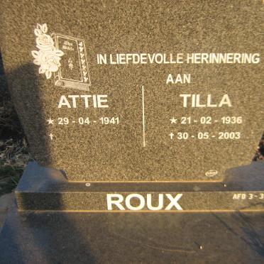ROUX Attie 1941- &amp; Tilla 1936-2003