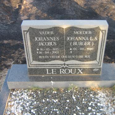 ROUX Johannes Jacobus, le 1935-2003 &amp; Johanna L.S. BURGER 1940-