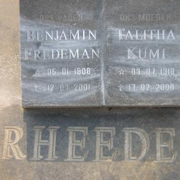 RHEEDER Benjamin Fredeman 1908-2001 &amp; Talitha Kumi 1918-2000