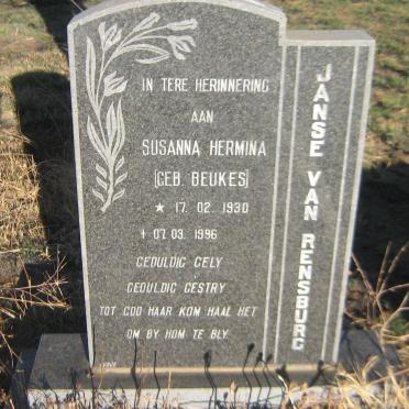 RENSBURG Susanna Hermina, Janse van nee BEUKES 1930-1996
