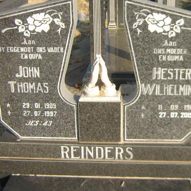 REINDERS John Thomas 1909-1997 &amp; Hester Wilhelmina 1918-2015