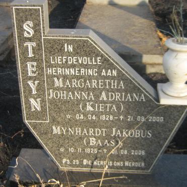 STEYN Mynhardt Jakobus 1925-2005 &amp; Margaretha Johanna Adriana 1928-2000