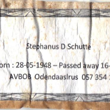 SCHUTTE Stephanus D. 1948-2017