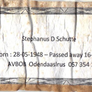 SCHUTTE Stephanus D. 1948-2017