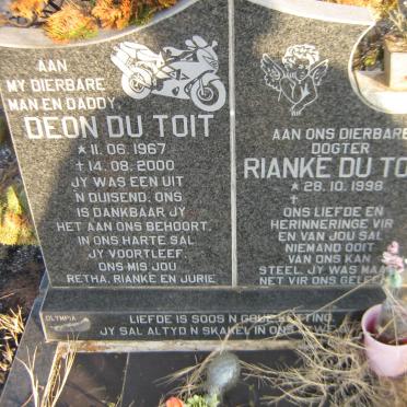 TOIT Deon, du 1967-2000 :: DU TOIT Rianke 1998-