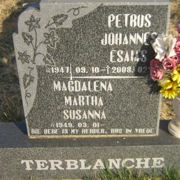 TERBLANCHE Petrus Johannes Esaias 1947-2008 &amp; Magdalena Martha Susanna 1949-