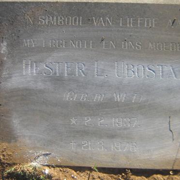 UBOSTAD Hester L. nee DE WET 1937-1976