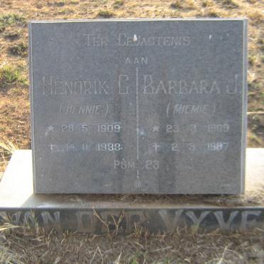 VYVER Hendrik C., van der 1909-1988 &amp; Barbara J. 1909-1987