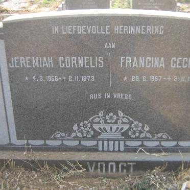 VOOGT Jeremiah Cornelis 1956-1973 &amp; Francina Cecilia 1957-1973