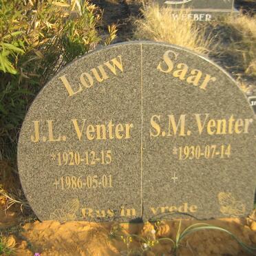 VENTER J.L. 1920-1986 &amp; S.M. 1930-