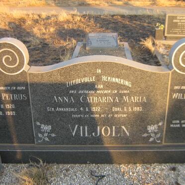 VILJOEN Willem Petrus 1920-1989 &amp; Anna Catharina Maria 1922-1983 :: VILJOEN Willem Petrus 1947-1982
