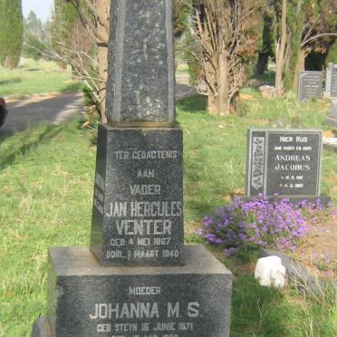 VENTER Jan Hercules 1867-1940 &amp; Johanna M.S. STEYN 1871-1929