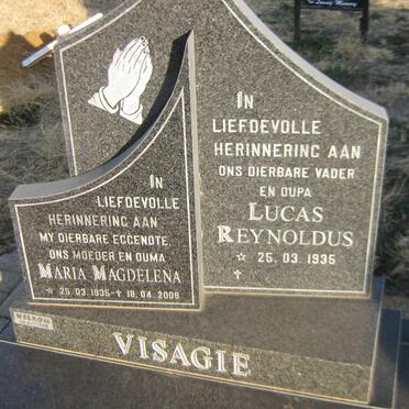 VISAGIE Lucas Reynoldus 1935- &amp; Maria Magdelena 1935-2008