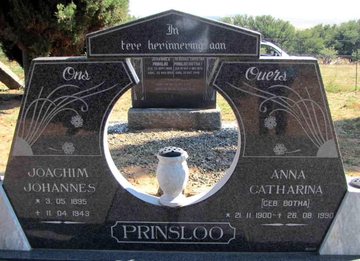 PRINSLOO Joachim Johannes 1895-1943 &amp; Anna Catharina BOTHA 1900-1990